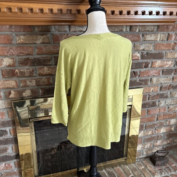 J Jill Green Knit Thin Sweater Size Smal Linen Blend - Picture 3 of 7